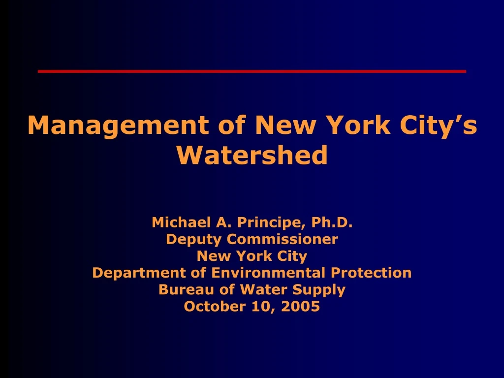 management of new york city s watershed