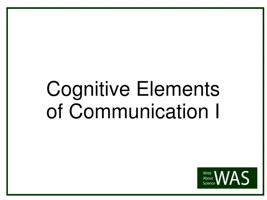 cognitive elements of communication i