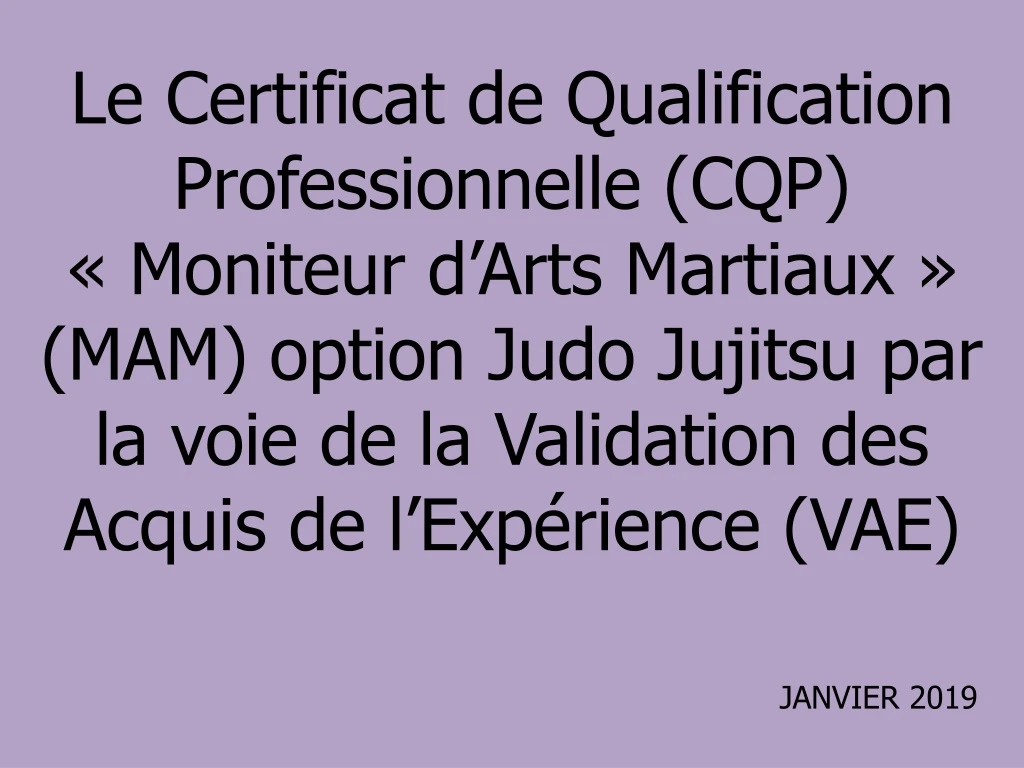 le certificat de qualification professionnelle