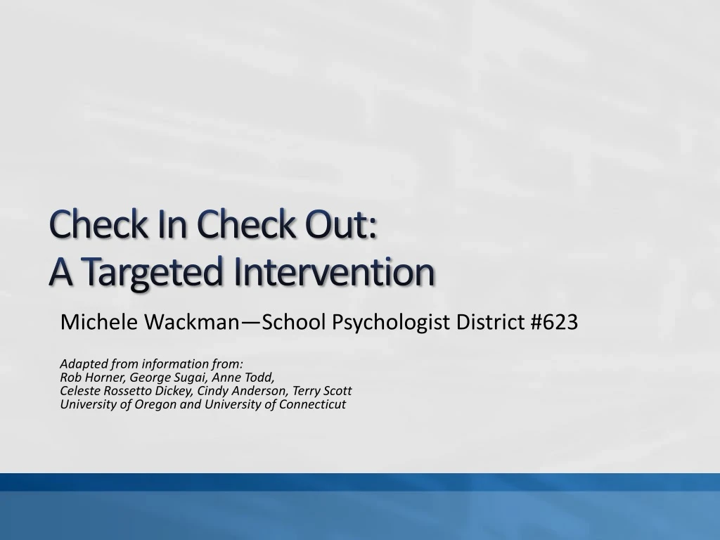 check in check out a targeted intervention