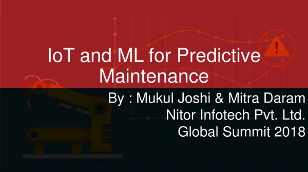IoT  and ML for Predictive Maintenance