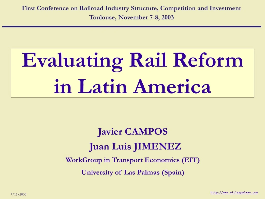 evaluating rail reform in latin america