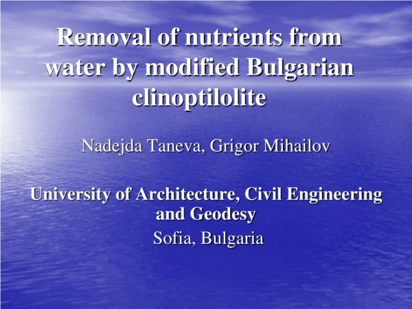 Removal of nutrients from water by modified Bulgarian clinoptilolite
