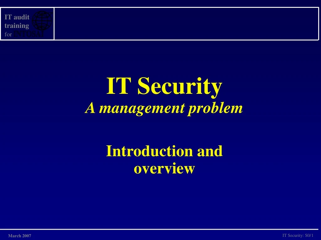 it security a management problem introduction and overview