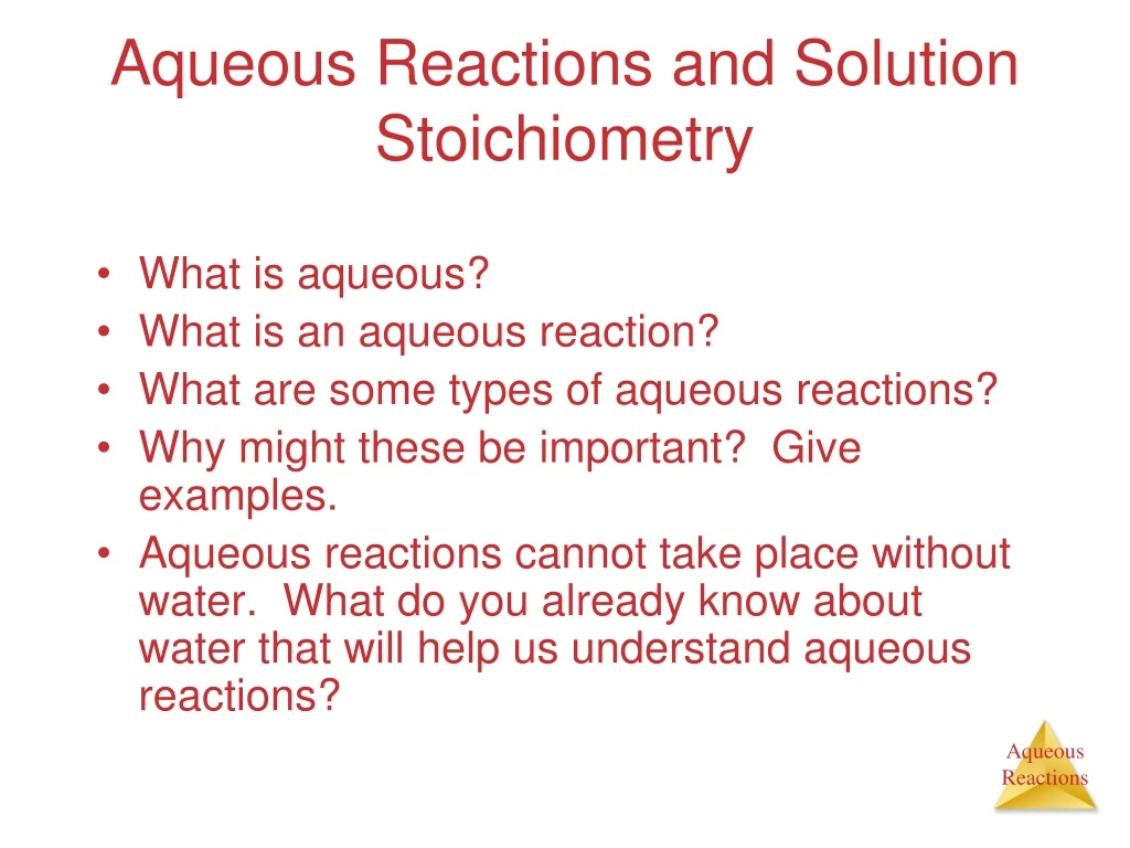 aqueous reactions and solution stoichiometry