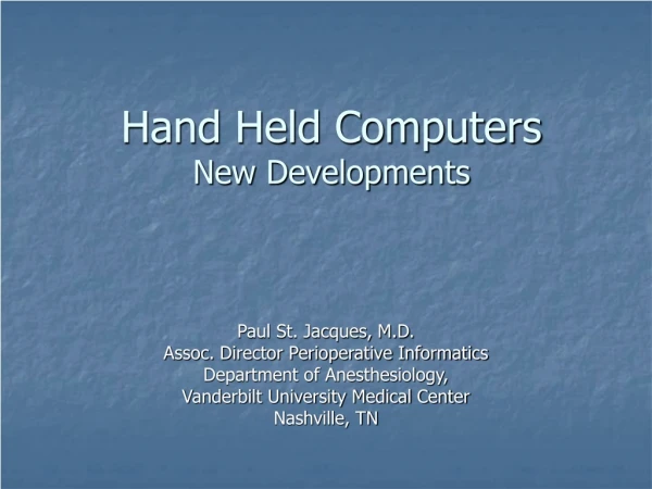 Hand Held Computers New Developments