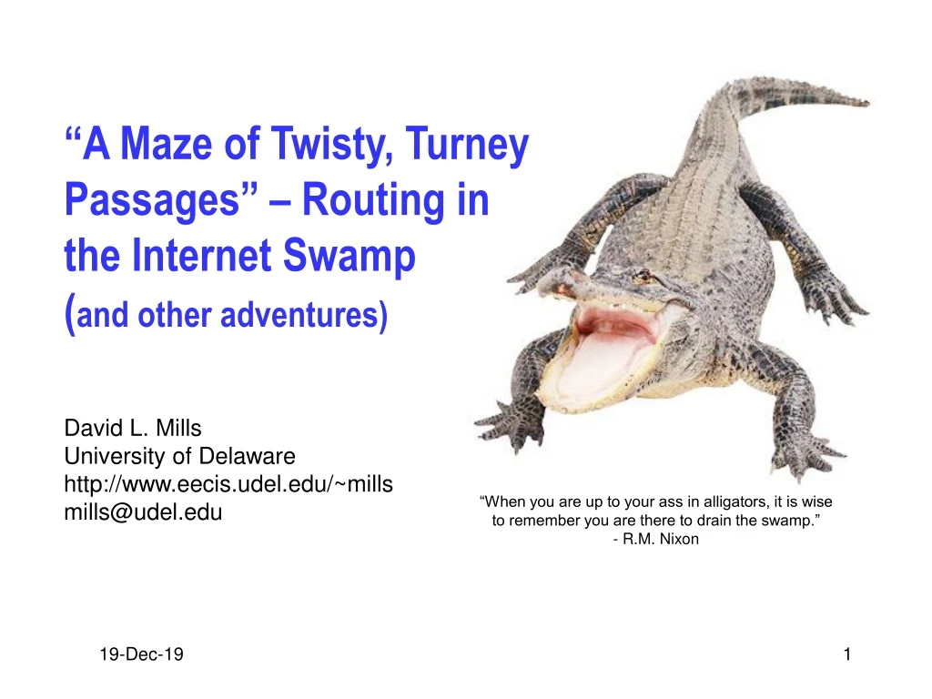 a maze of twisty turney passages routing in the internet swamp and other adventures