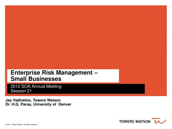 Enterprise Risk Management –  Small Businesses