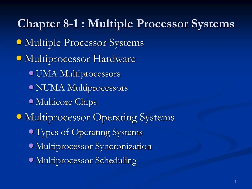 chapter 8 1 multiple processor systems