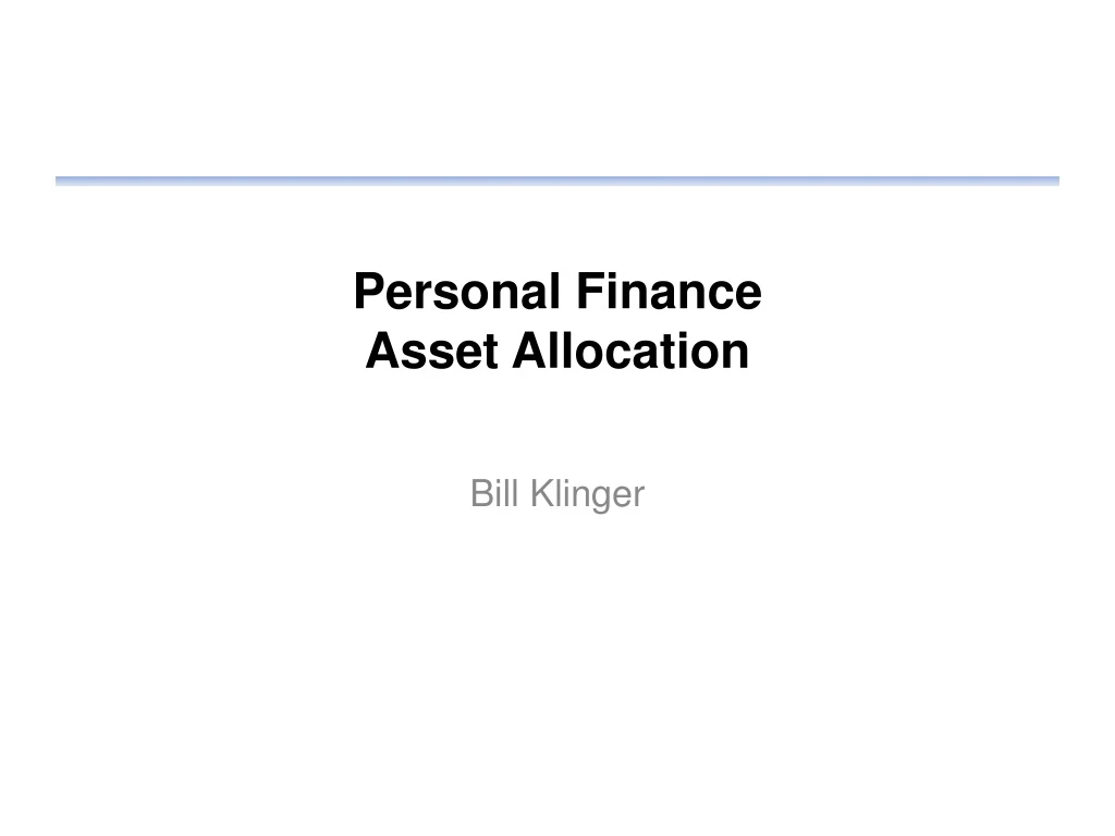 personal finance asset allocation