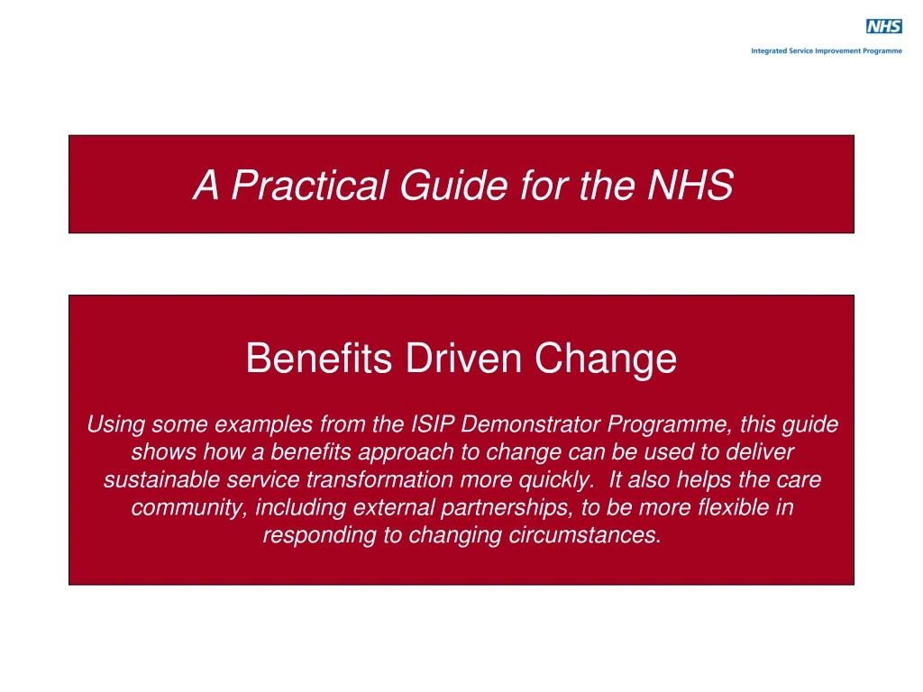 a practical guide for the nhs