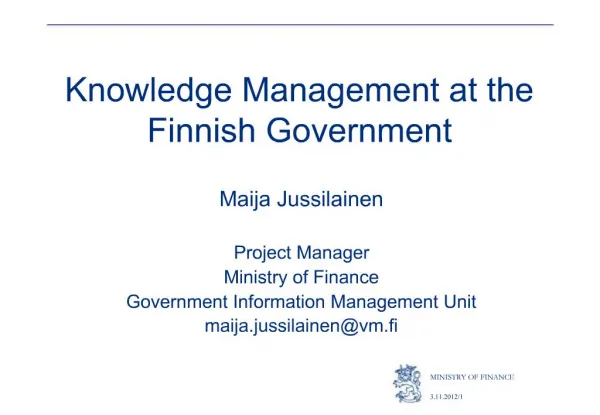 Knowledge Management at the Finnish Government