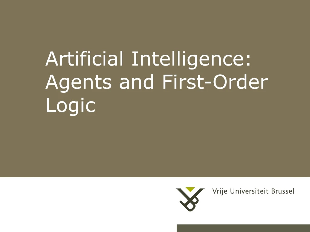 artificial intelligence agents and first order logic