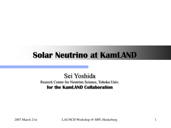Solar Neutrino at KamLAND