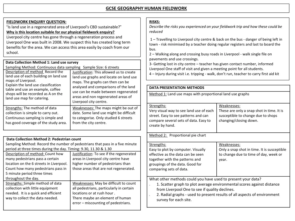 gcse geography human fieldwork