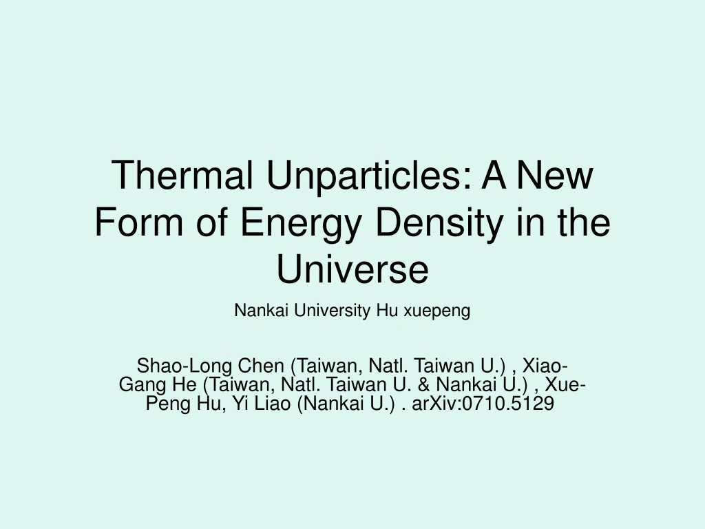 thermal unparticles a new form of energy density in the universe