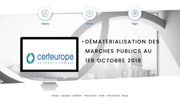 DématérialisATION DES MARCHES PUBLICS AU 1er Octobre 2018