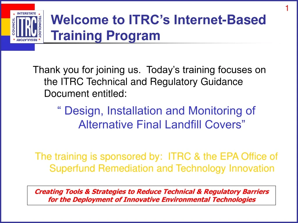 welcome to itrc s internet based training program