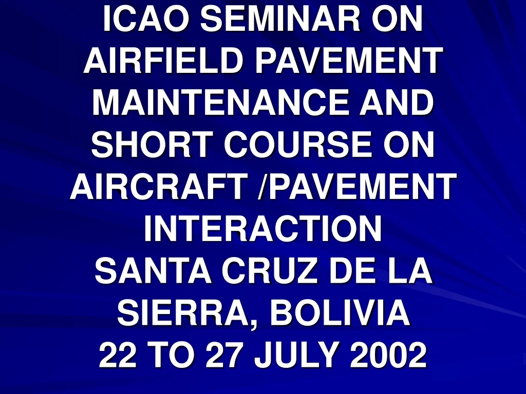 icao seminar on airfield pavement maintenance