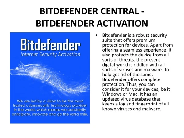 bitdefender central bitdefender activation
