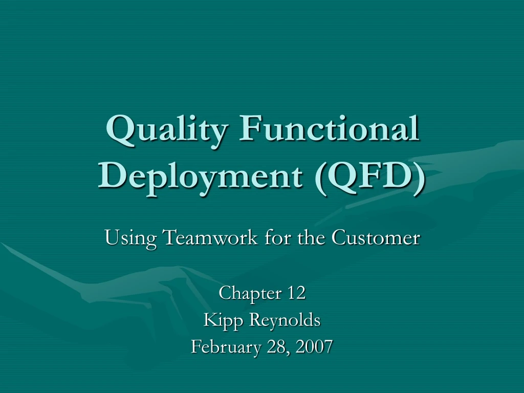 quality functional deployment qfd