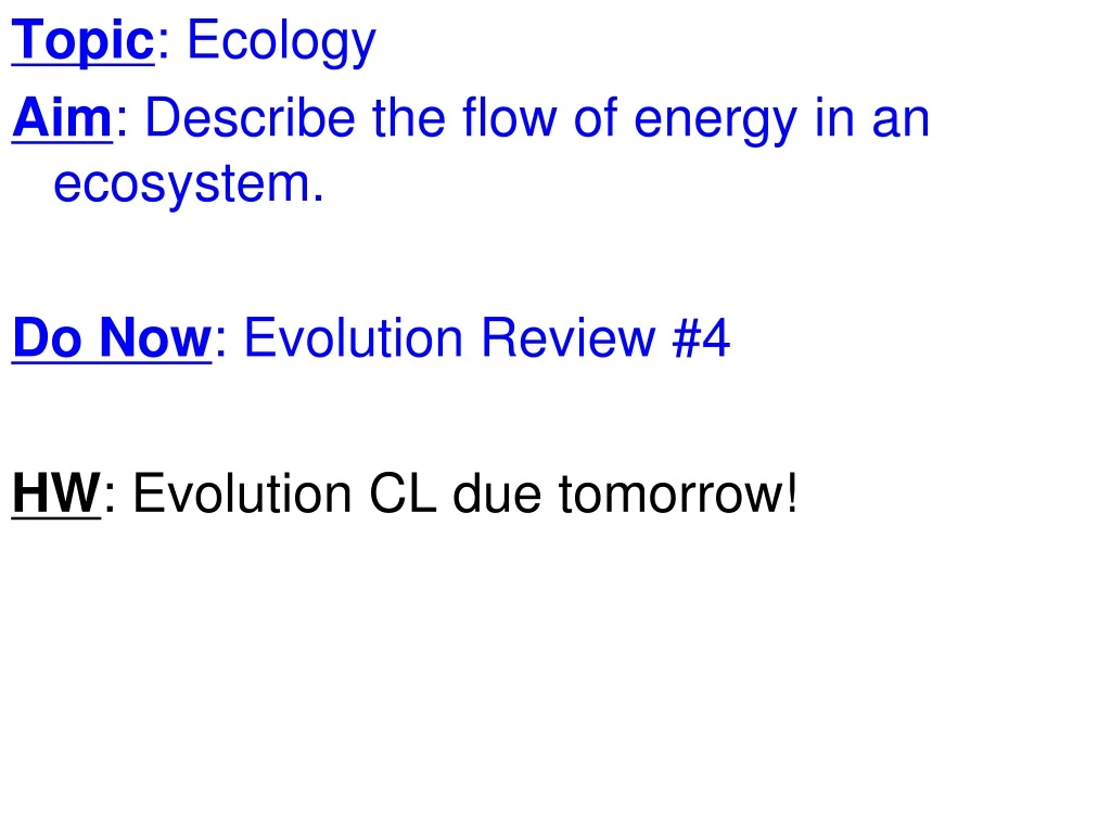 topic ecology aim describe the flow of energy