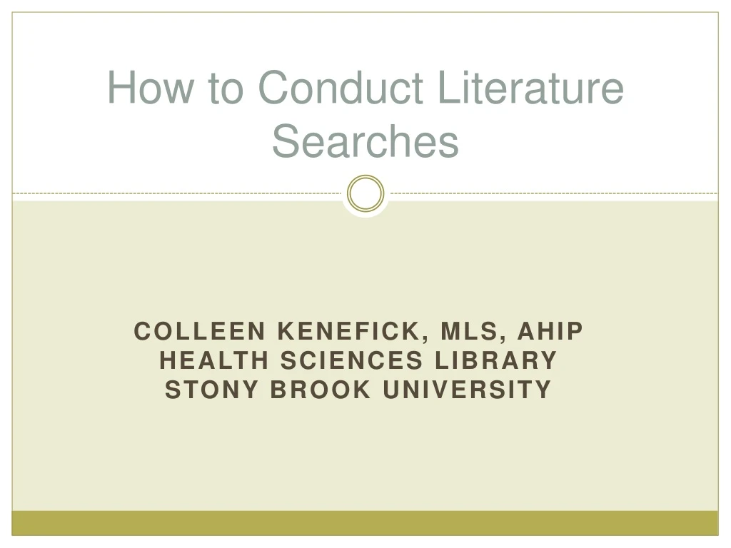 how to conduct literature searches
