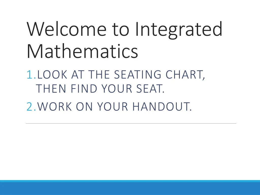 welcome to integrated mathematics