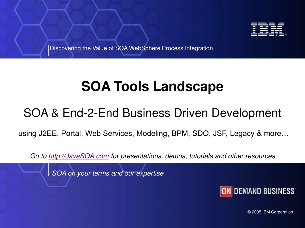 soa tools landscape soa end 2 end business driven