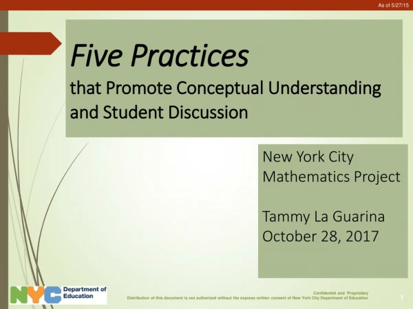 New York City Mathematics Project Tammy La  Guarina October 28, 2017