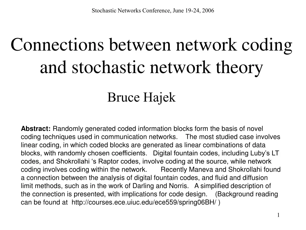 connections between network coding and stochastic network theory