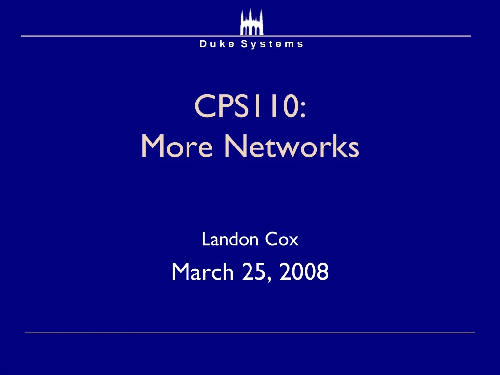 cps110 more networks