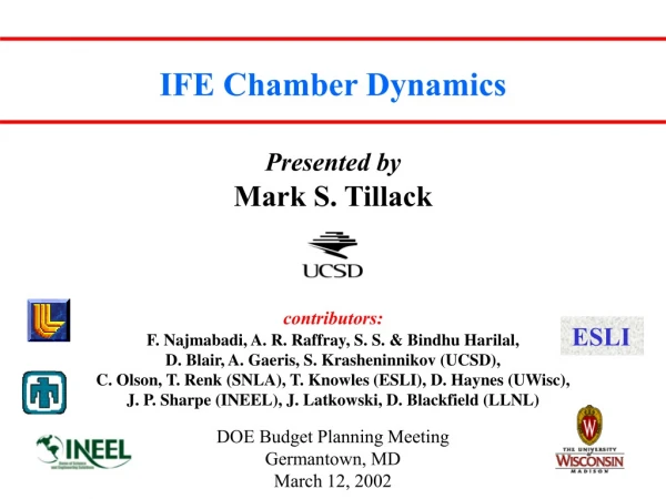 IFE Chamber Dynamics