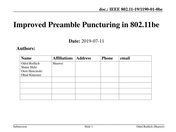 Improved Preamble Puncturing in 802.11be