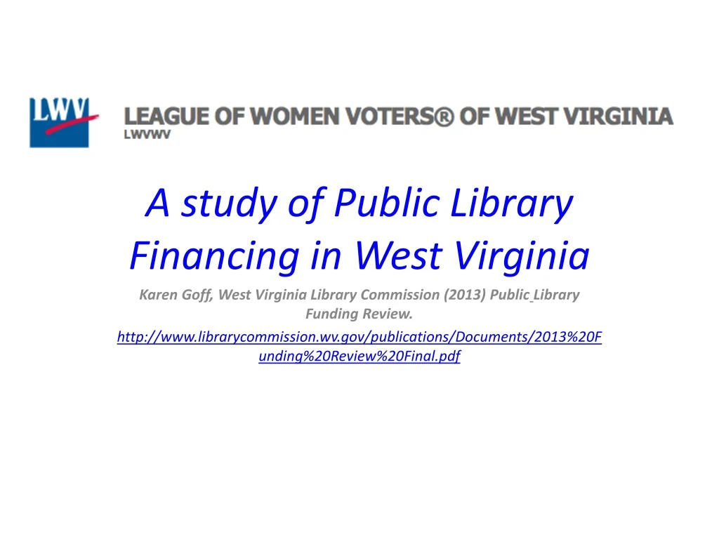 a study of public library financing in west