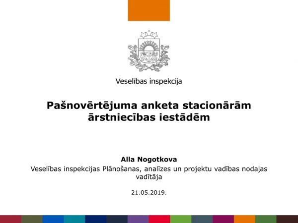 Pašnovērtējuma anketa stacionārām ārstniecības iestādēm