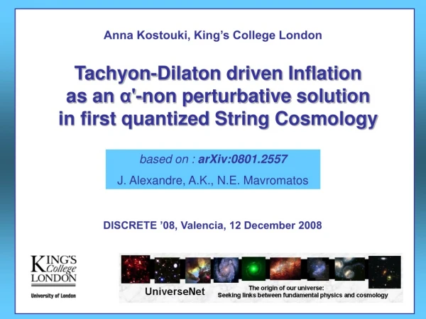 Tachyon-Dilaton driven Inflation  as an  α '-non perturbative solution