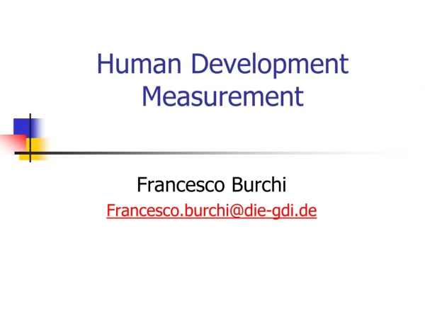 Human Development Measurement