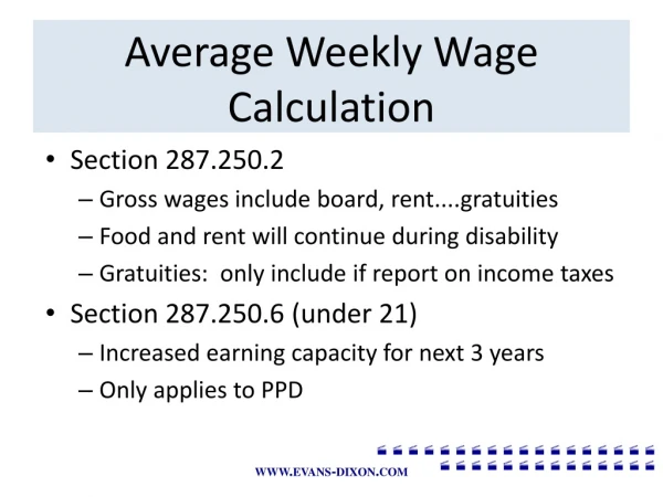 Average Weekly Wage Calculation