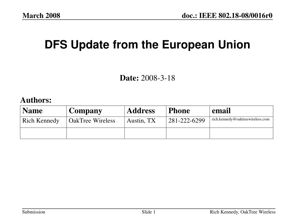 dfs update from the european union