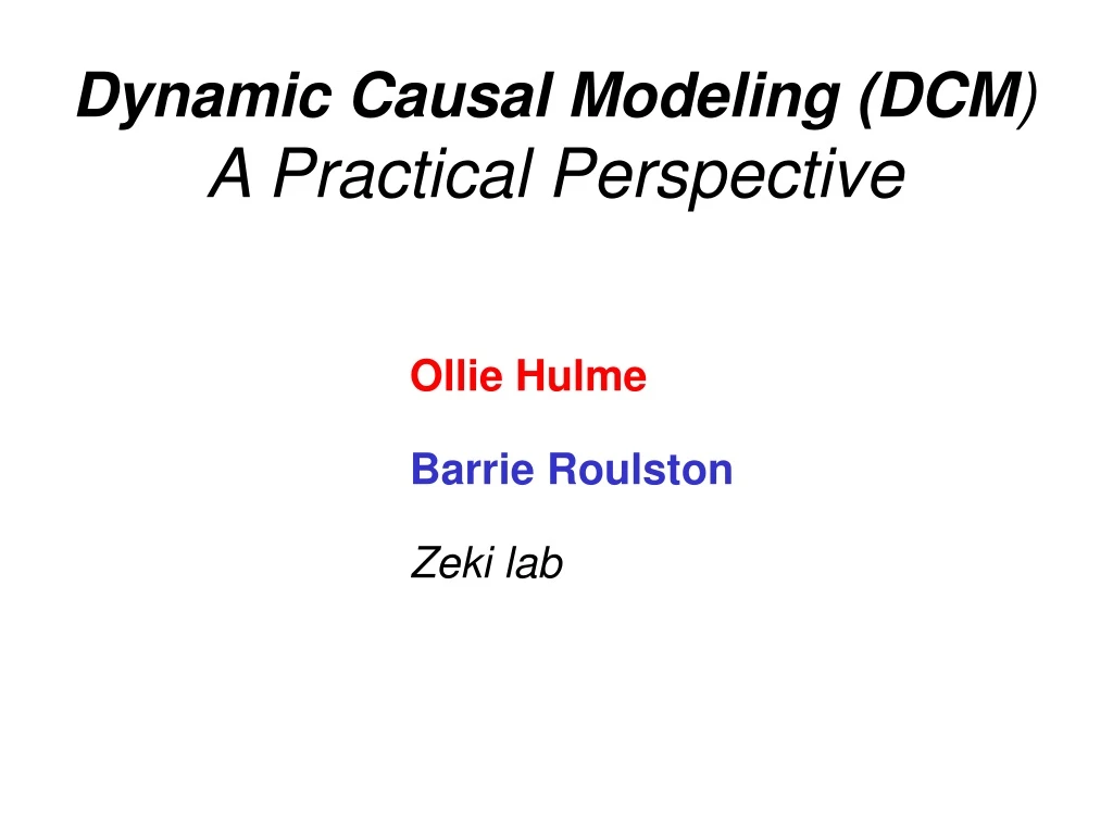 dynamic causal modeling dcm a practical perspective
