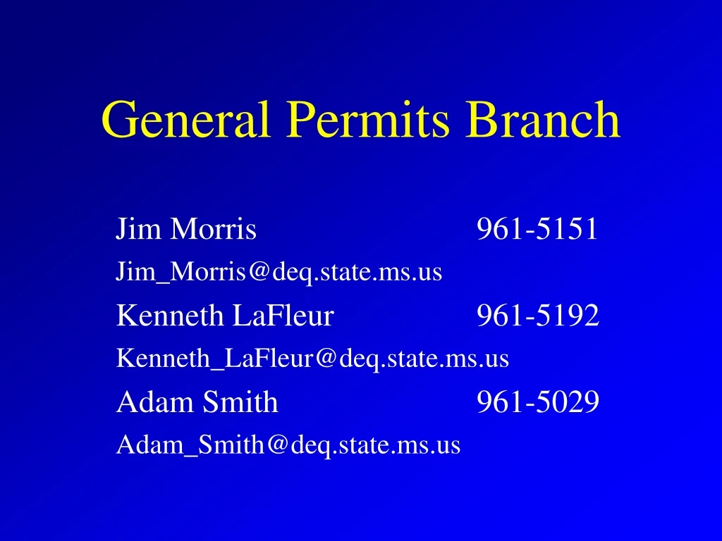 general permits branch