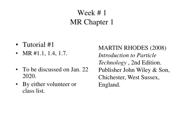 Week # 1 MR Chapter 1