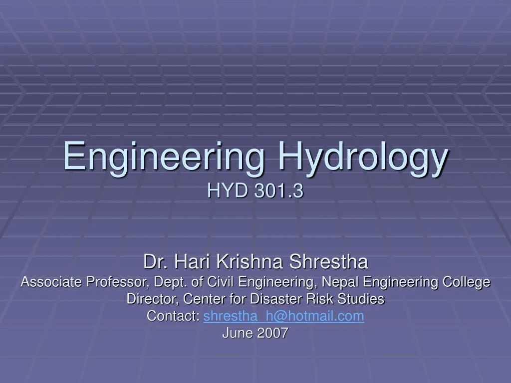engineering hydrology hyd 301 3