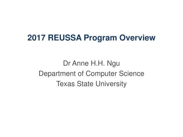 2017 REUSSA Program Overview