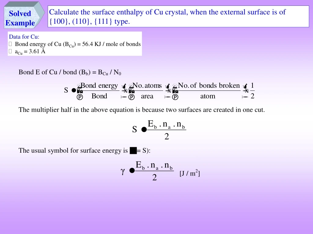 calculate the surface enthalpy of cu crystal when
