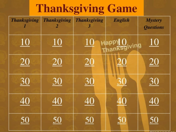 Thanksgiving Game