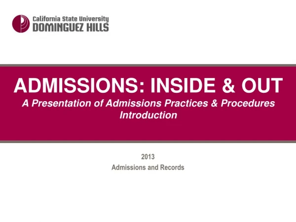 2013 Admissions and Records