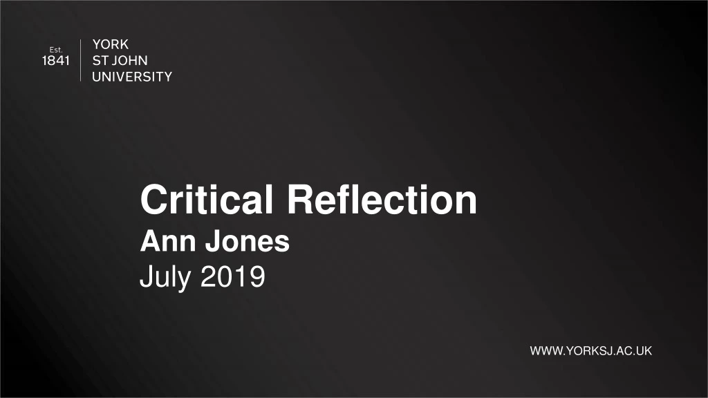 critical reflection ann jones july 2019