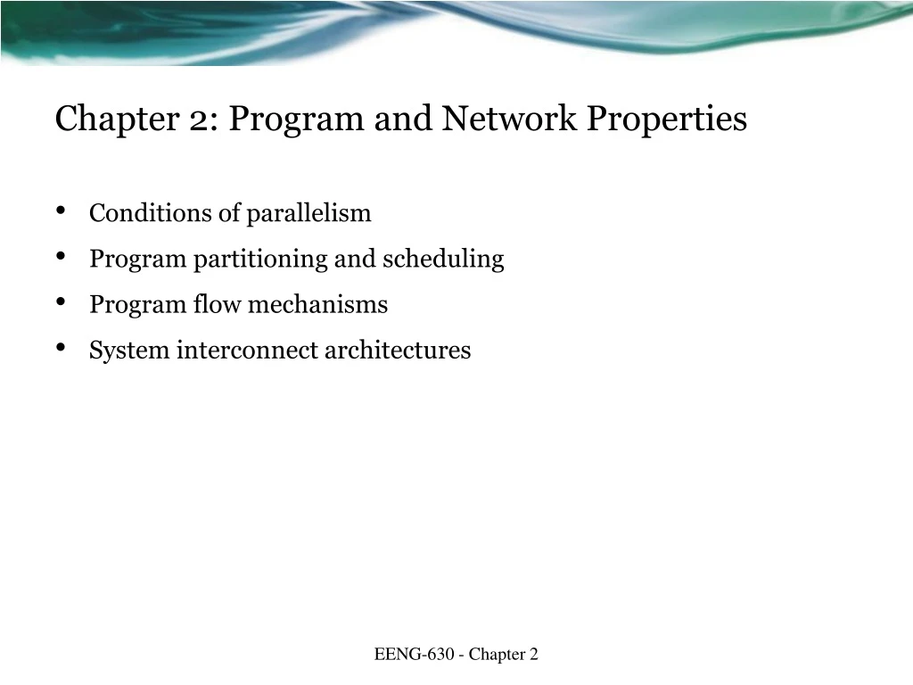 chapter 2 program and network properties